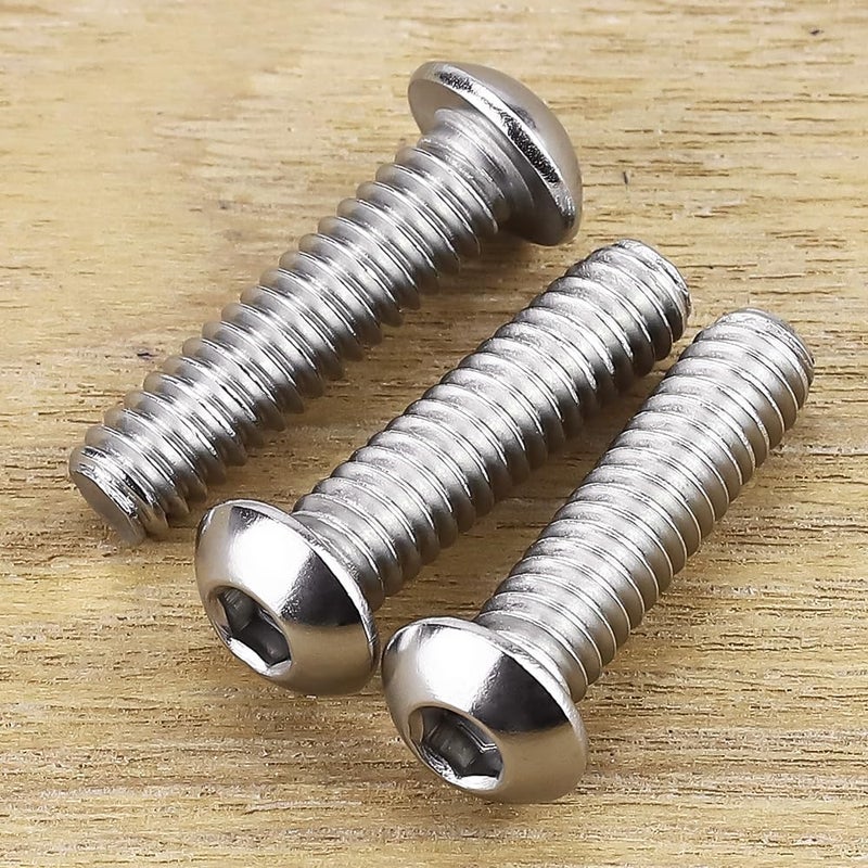 EASTLO 1/4-20 x 1 Button Head Socket Cap Bolts Screws, 304 Stainless Steel 18-8, Allen Hex Drive, Bright Finish, Fully Machine Thread, Pack of 50 - Image 2